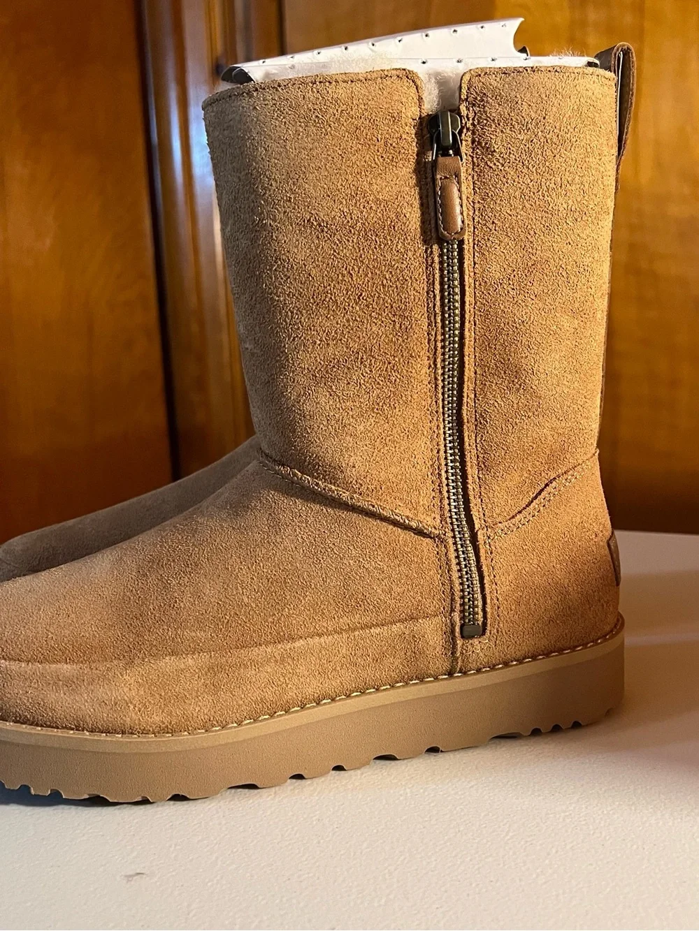 UGG Side 9 Women's Suede Zip-Back Winter Boot - Chestnut